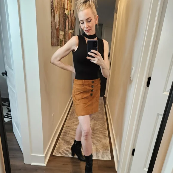 Zara TRF Collection Faux Suede Mini Skirt - SIZE M - Picture 6 of 16